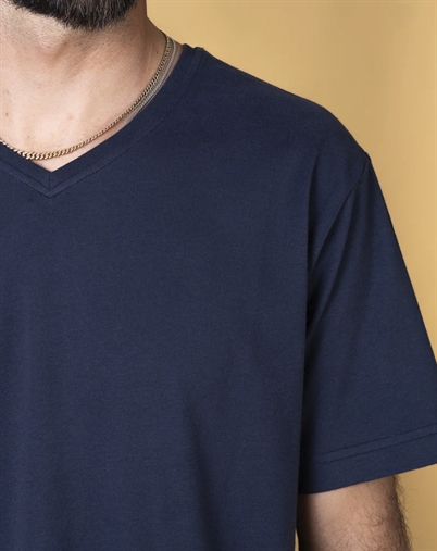 Elsk - V-Neck Mens Brushed T-Short - Dark Navy 